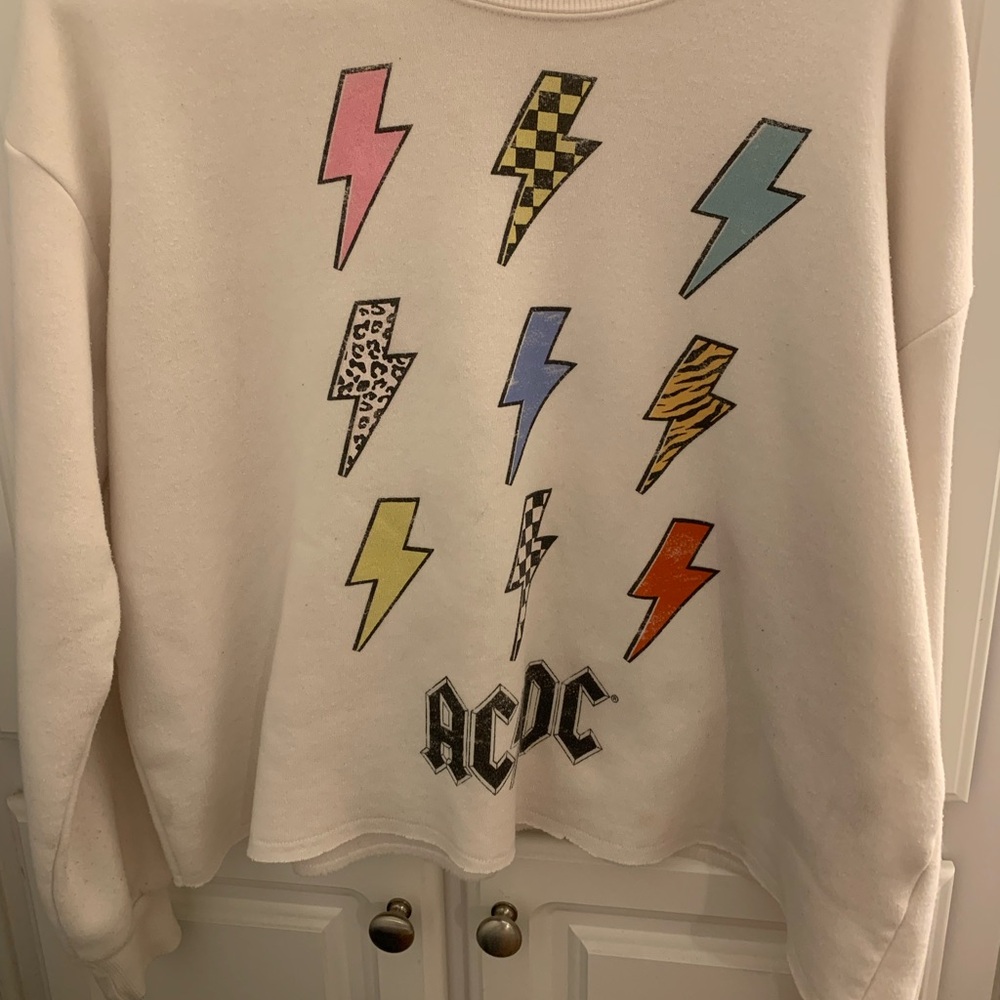 AC/DC Graphic Sweatshirt with Lightning Bolts
